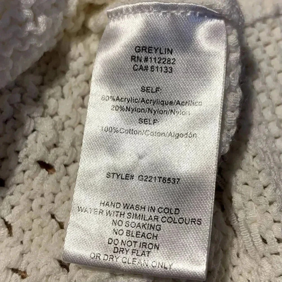 Anthropologie Greylin Cream and White Woven/Gauze Sweater- Size S - Picture 6 of 9